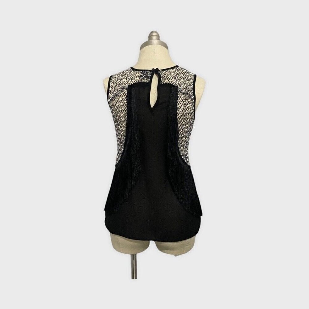 Anthropologie Yoana Baraschi Black Tribal Fringe Top Women's Small - Picture 4 of 7